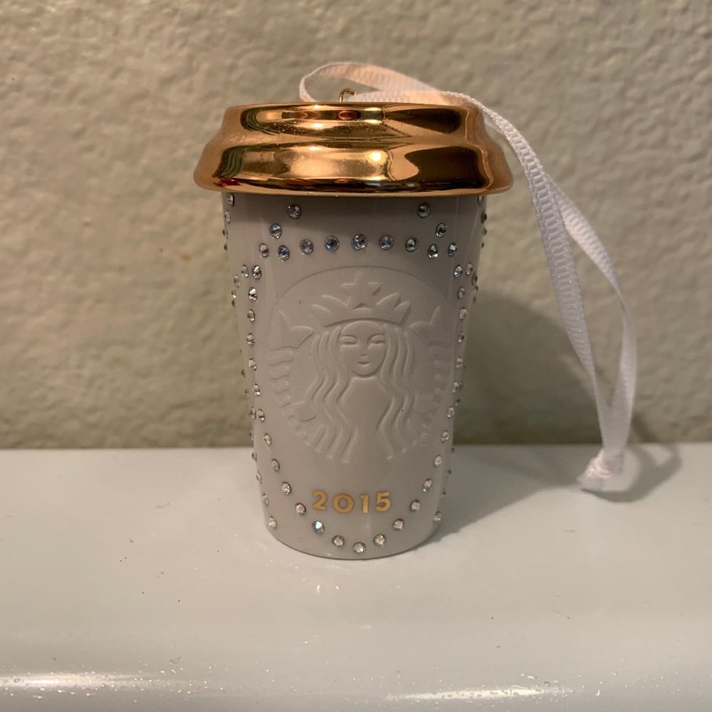 Starbucks 2015 Limited White Swarovski Ornament